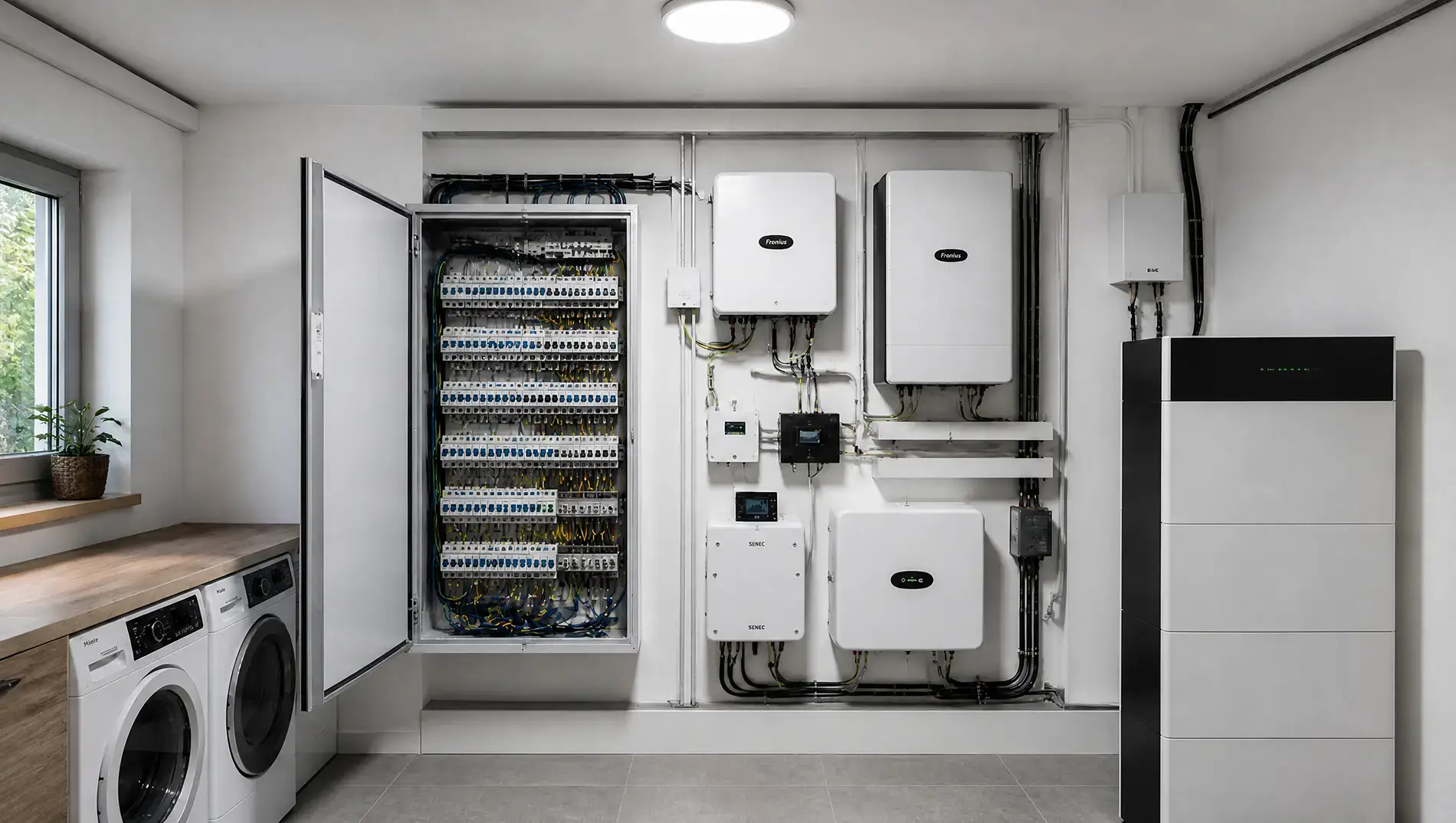 Moderne Elektroverteilung mit Wechselrichtern und Batteriespeicher von Ilmenau Haustechnik